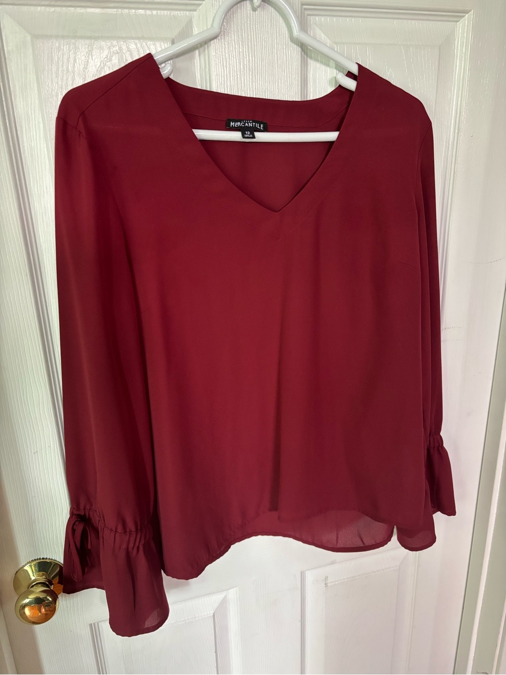 J. Crew Women's Burgundy V-Neck Blouse
